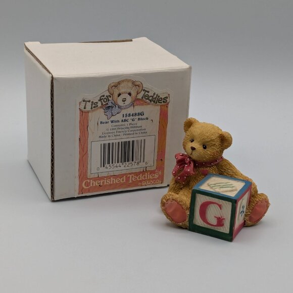 Cherished Teddies Bear with ABC "G" Block (158488G) 1995 - Picture 2 of 9